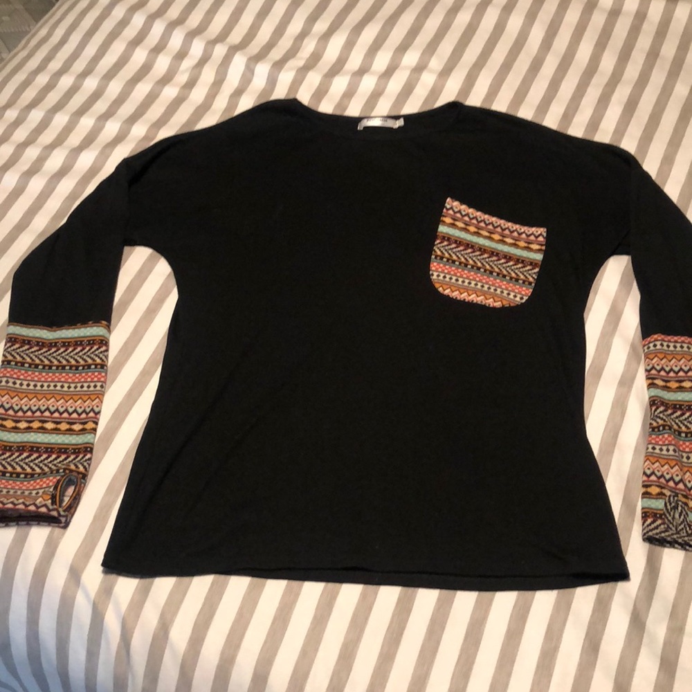 Long sleeve black tee shirt style blouse